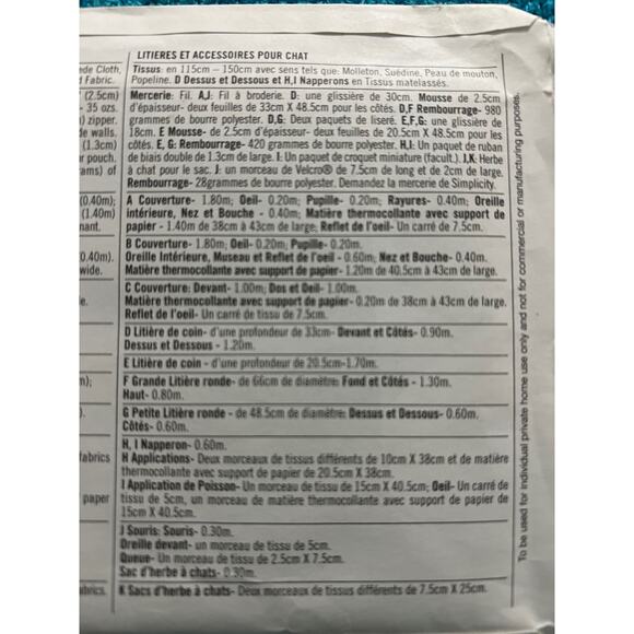 Simplicity 4765 Sewing pattern Cat bed mats catnip mouse - Picture 5 of 5